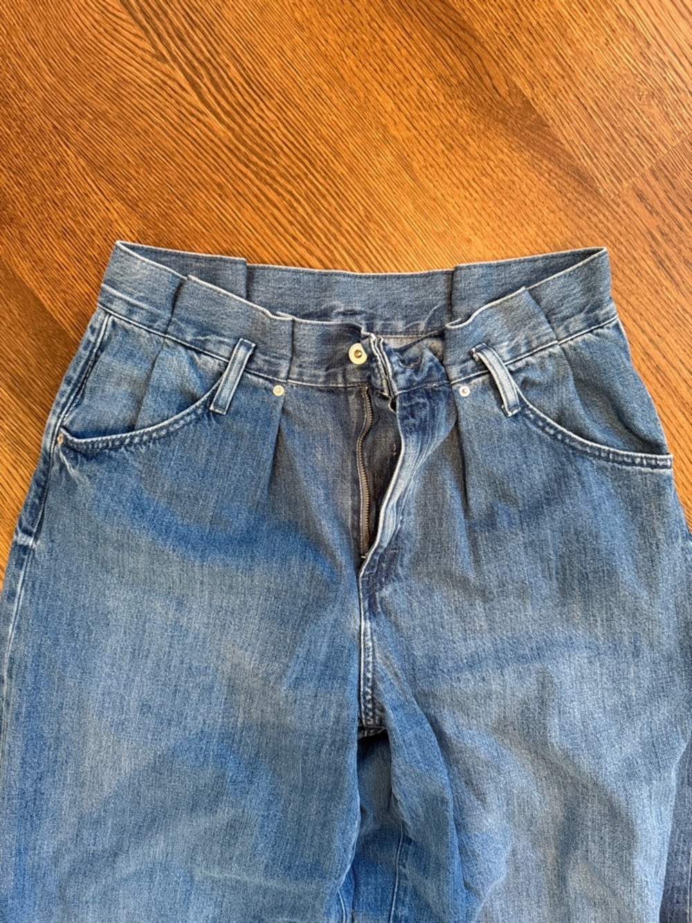 Zara Paperbag High Waisted Blue Denim Jeans - Picture 3 of 4
